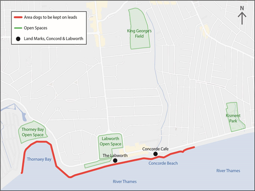 Dogs on leads PSPO area of effect map